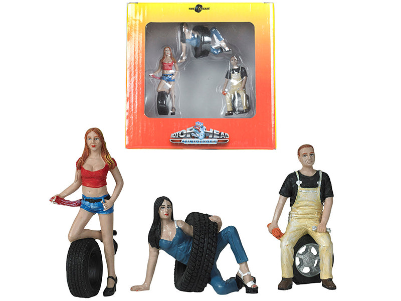 Val Andie and Derek Tire Brigade 3 piece Figurine Set 1/24 by Motorhead ...