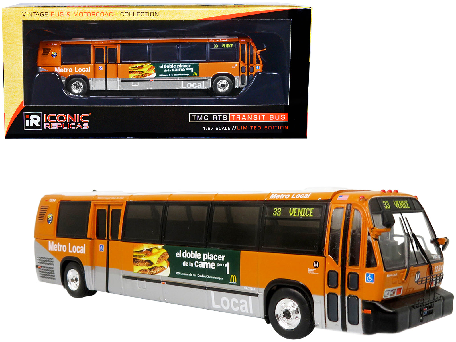 TMC RTS Transit Bus Metro Local Los Angeles 33 Venice Vintage Bus ...